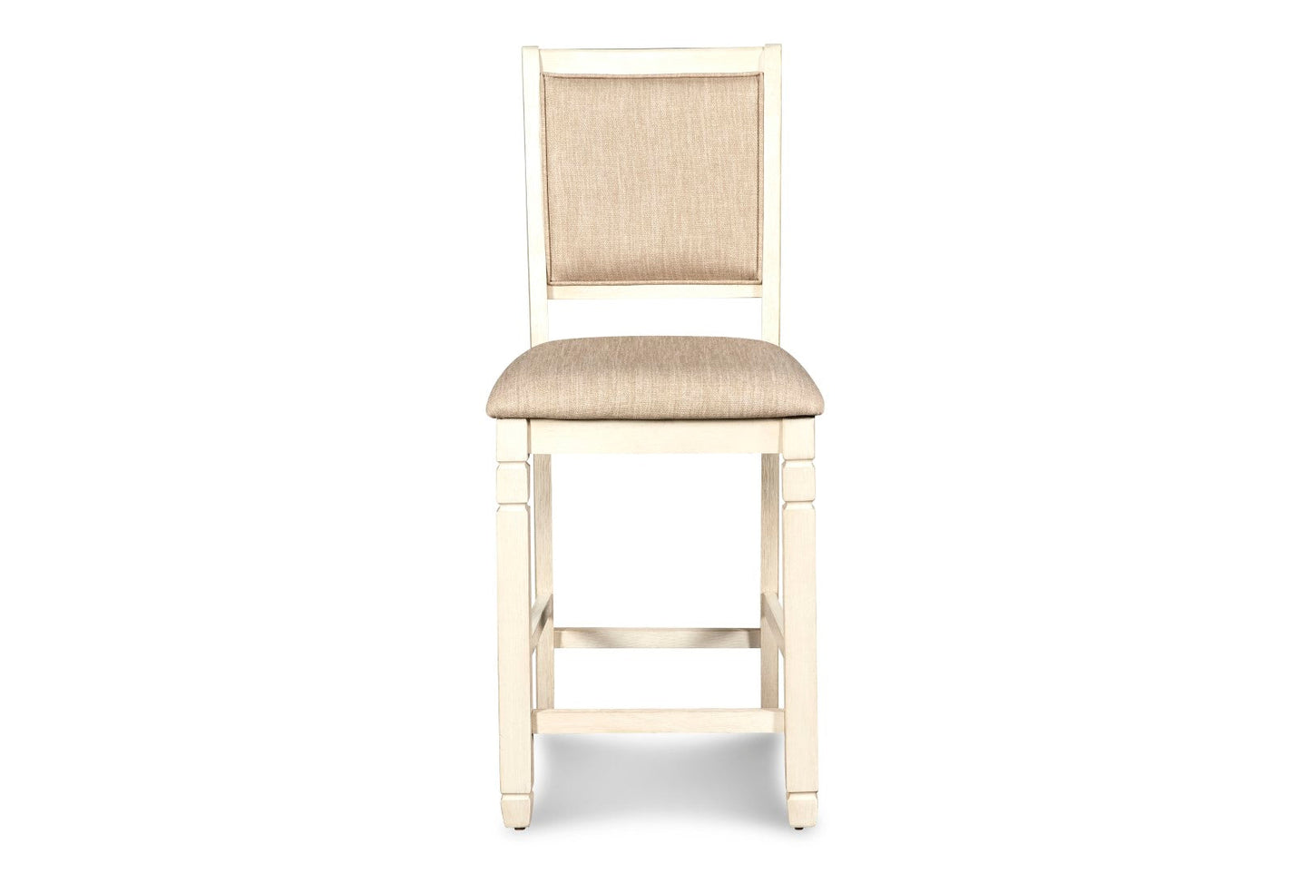 Prairie Point Round Counter Table with Shelves - Charming Cottage White & Oak Finish for 4 People