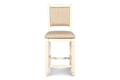 Prairie Point Round Counter Table with Shelves - Charming Cottage White & Oak Finish for 4 People