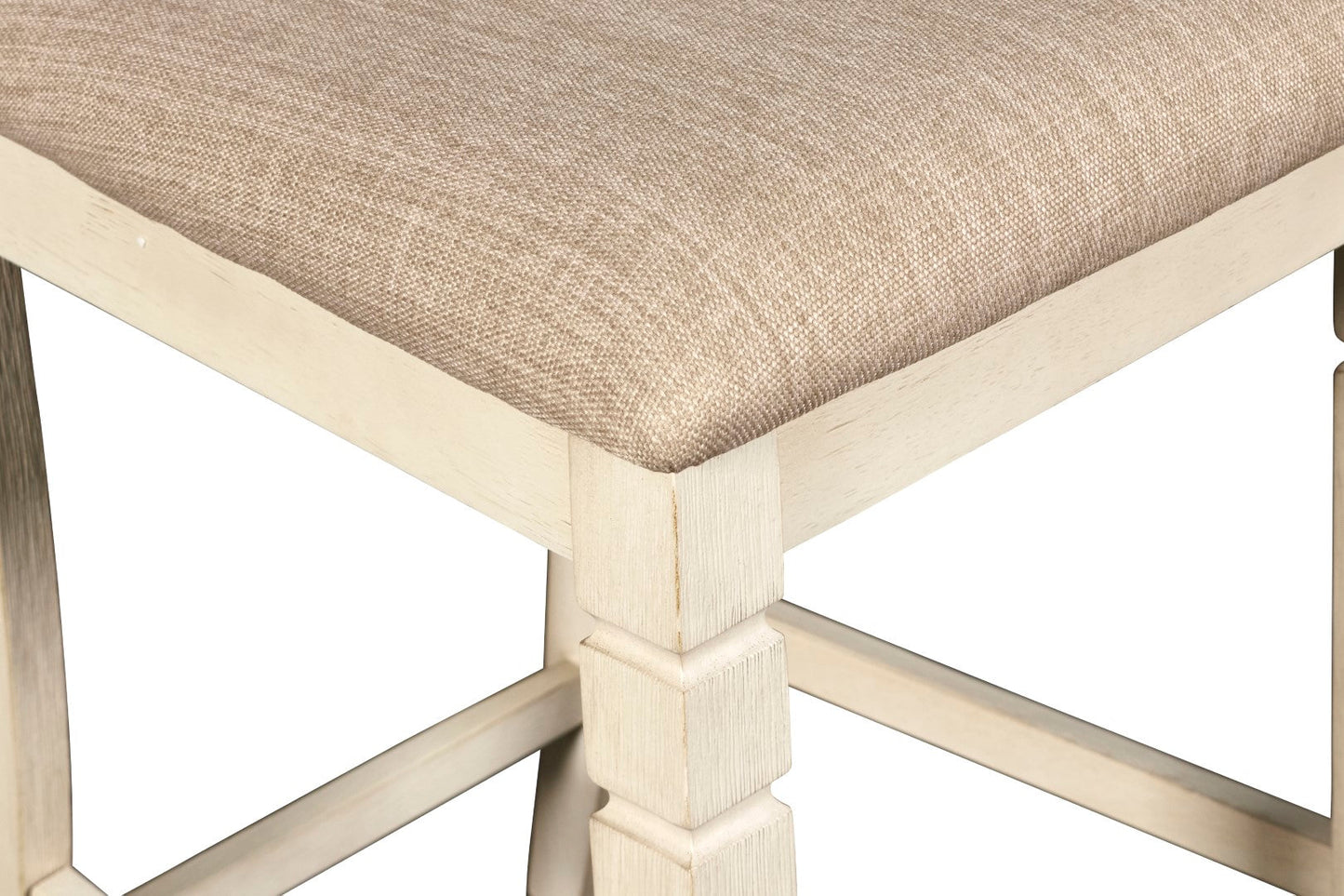 Prairie Point Round Counter Table with Shelves - Charming Cottage White & Oak Finish for 4 People