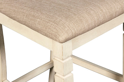Prairie Point Round Counter Table with Shelves - Charming Cottage White & Oak Finish for 4 People