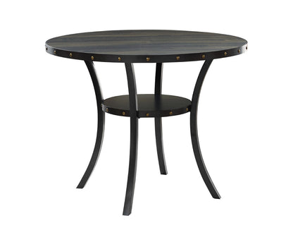 Crispin 48" Round Counter Table - Stylish Smoke Finish, Seats 4, Metal Trim, Perfect for Dining Rooms!