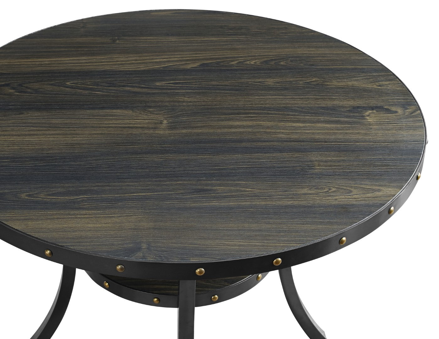 Crispin 48" Round Counter Table - Stylish Smoke Finish, Seats 4, Metal Trim, Perfect for Dining Rooms!