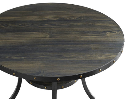 Crispin 48" Round Counter Table - Stylish Smoke Finish, Seats 4, Metal Trim, Perfect for Dining Rooms!