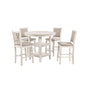 Amy 5 Pc Counter Dining Set - Stylish Round Table & 4 Upholstered Chairs in White Bisque Finish