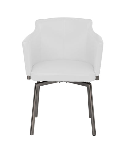 Contemporary Arm Chair w/ Steel Legs & Memory Swivel - 2 Per Box | Chintaly - DUSTY-AC-BKC-WHT