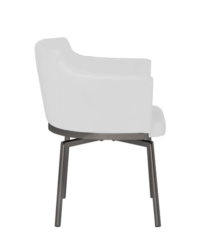 Contemporary Arm Chair w/ Steel Legs & Memory Swivel - 2 Per Box | Chintaly - DUSTY-AC-BKC-WHT
