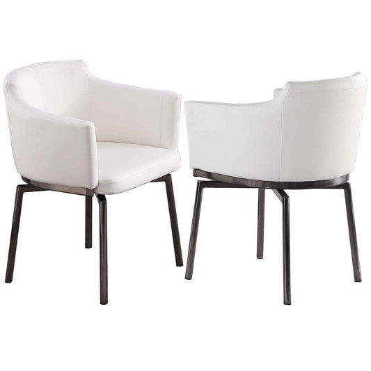 Contemporary Arm Chair w/ Steel Legs & Memory Swivel - 2 Per Box | Chintaly - DUSTY-AC-BKC-WHT