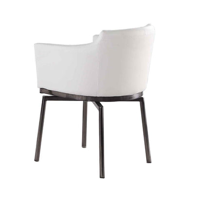 Contemporary Arm Chair w/ Steel Legs & Memory Swivel - 2 Per Box | Chintaly - DUSTY-AC-BKC-WHT
