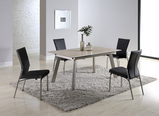 Contemporary Motion-Back Side Chair w/ Brushed Steel Frame - 2 per box | Chintaly - MOLLY-SC-BLK-BSH