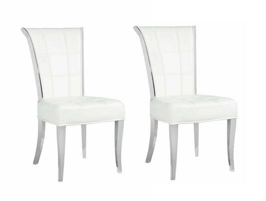 Contemporary Tufted Side Chair - 2 per box | Chintaly - IRIS-SC-WHT