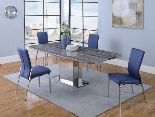 Contemporary Motion-Back Side Chair w/ Chrome Frame - 2 per box | Chintaly - MOLLY-SC-BLU