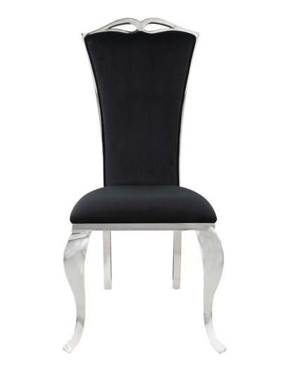 Modern Tall-Back Side Chair w/ Cabriole Legs - 2 per box | Chintaly - JAMIE-SC-BLK