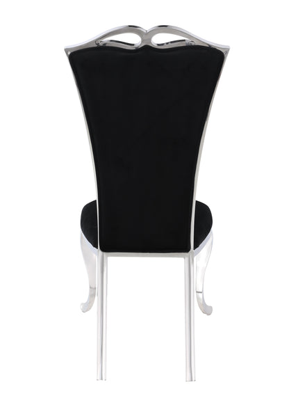 Modern Tall-Back Side Chair w/ Cabriole Legs - 2 per box | Chintaly - JAMIE-SC-BLK