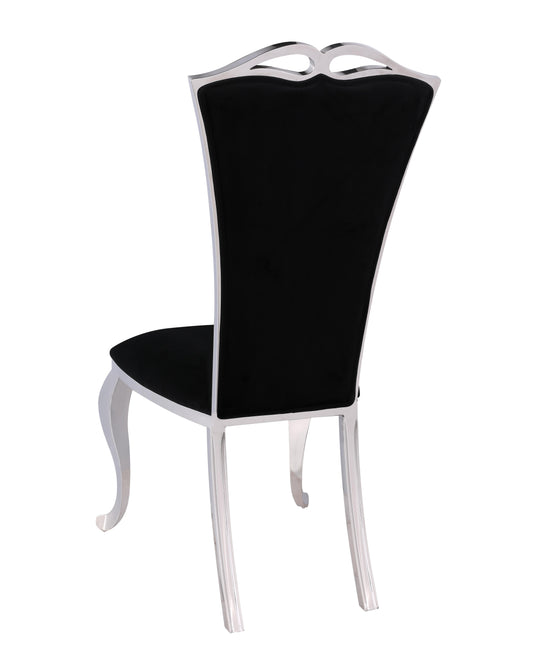 Modern Tall-Back Side Chair w/ Cabriole Legs - 2 per box | Chintaly - JAMIE-SC-BLK