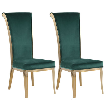 High Back Side Chair w/ Golden Frame - 2 Per Box | Chintaly - JOY-SC-GRN-BGL