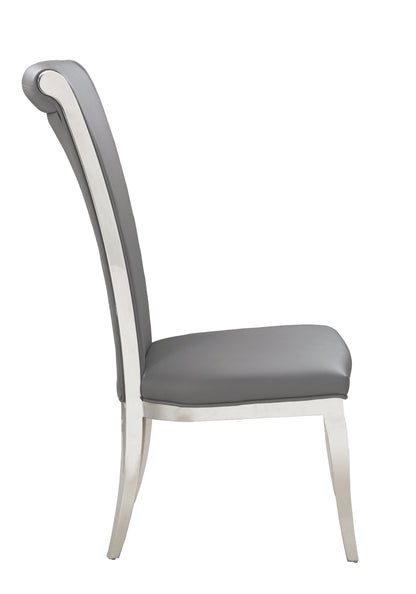 Contemporary High-Back Side Chair - 2 per box | Chintaly - JOY-SC-GRY-PU