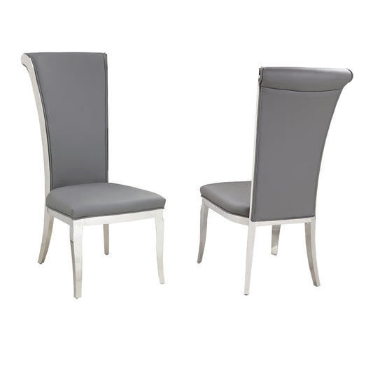 Contemporary High-Back Side Chair - 2 per box | Chintaly - JOY-SC-GRY-PU