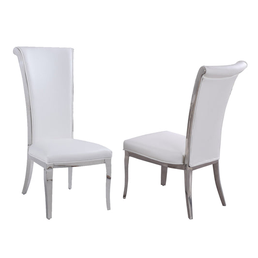 Contemporary High-Back Side Chair - 2 per box | Chintaly - JOY-SC-WHT