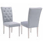 Button Tufted Back Side Chair w/ Steel Legs - 2 Per Box | Chintaly - KERRY-SC-POL-GRY