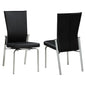 Contemporary Motion-Back Leather Upholstered Side Chair w/ Chrome Frame - 2 per box | Chintaly - MOLLY-SC-BLK-LTH