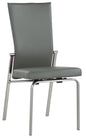 Contemporary Motion-Back Side Chair w/ Brushed Steel Frame - 2 per box | Chintaly - MOLLY-SC-GRY-BSH