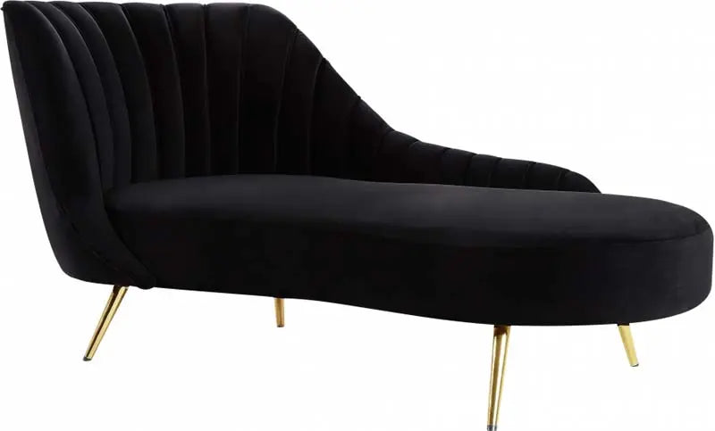 Margo Velvet Chaise Lounge In Black - 622Black-Chaise | Meridian