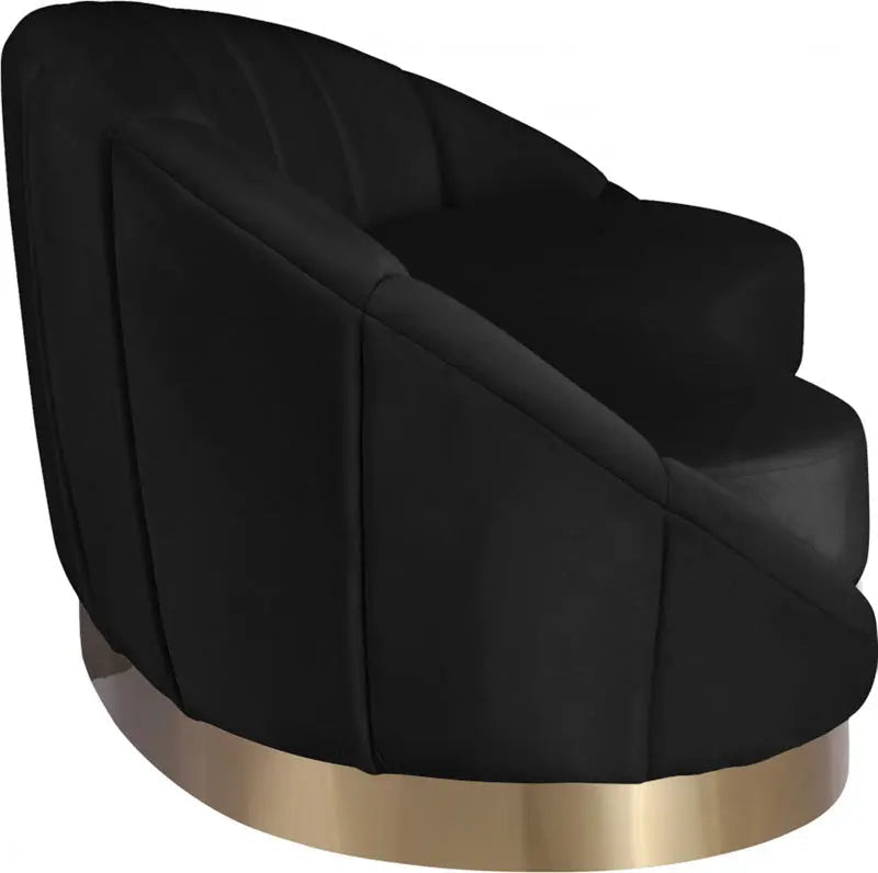 Shelly Velvet Chaise In Black - 623Black-Chaise | Meridian