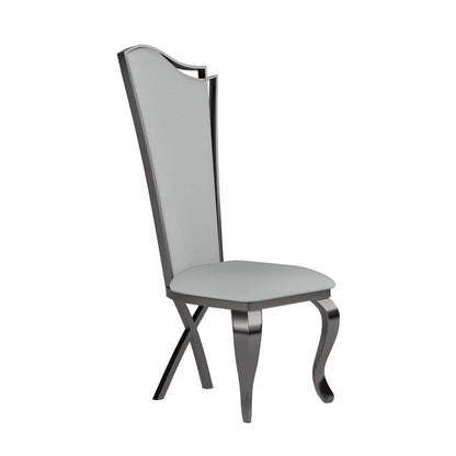 Contemporary Tall-Back Side Chair w/ Cabriole Legs - 2 per box | Chintaly - NADIA-SC-GRY-BKC