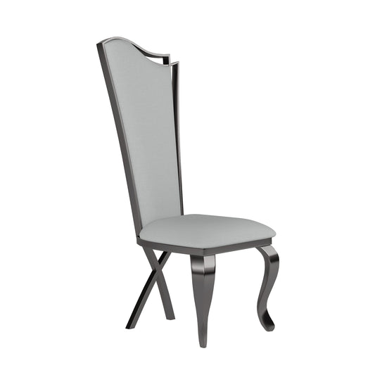 Contemporary Tall-Back Side Chair w/ Cabriole Legs - 2 per box | Chintaly - NADIA-SC-GRY-BKC