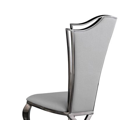 Contemporary Tall-Back Side Chair w/ Cabriole Legs - 2 per box | Chintaly - NADIA-SC-GRY-BKC