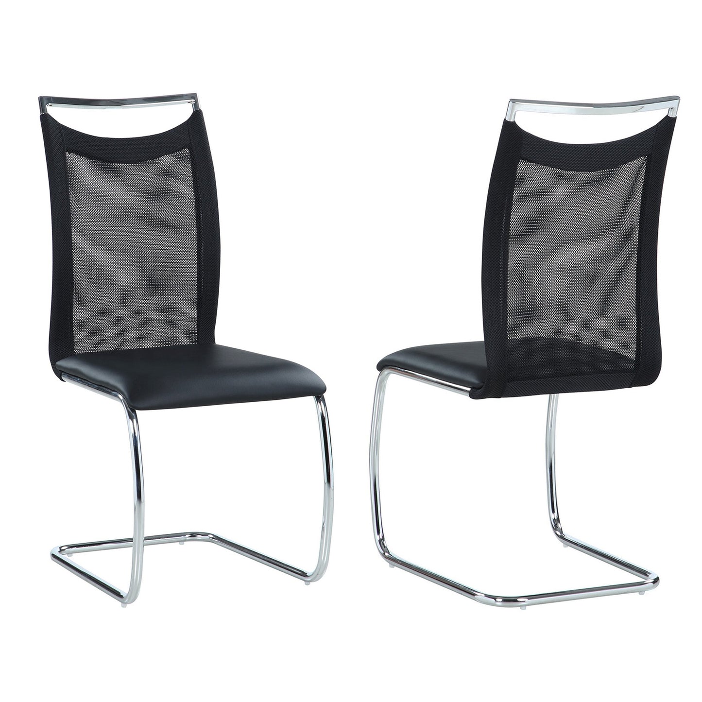 Meshed Back Cantilever Side Chair - 2 per box | Chintaly - NADINE-SC-BLK