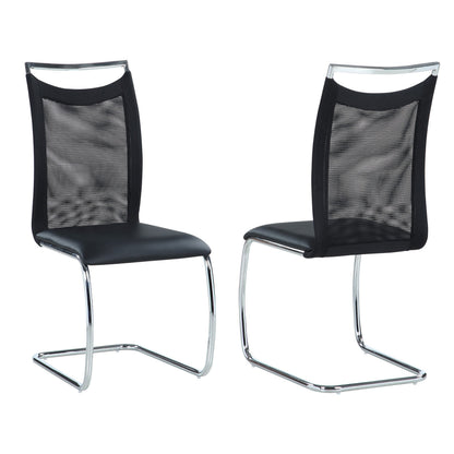 Meshed Back Cantilever Side Chair - 2 per box | Chintaly - NADINE-SC-BLK