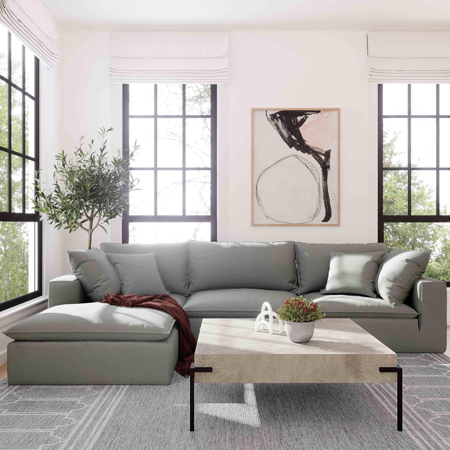 Cali Performance Fabric Modular 4-Piece Sectional