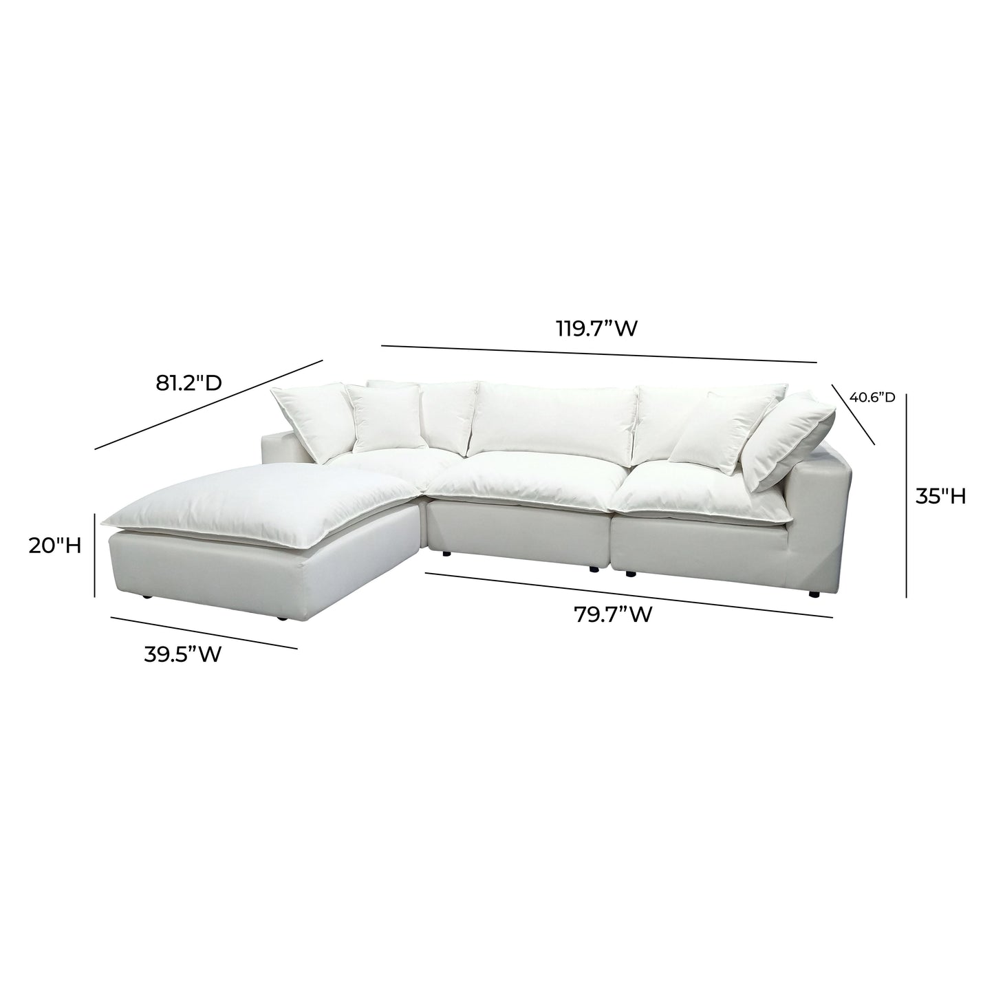 Cali Performance Fabric Modular 4-Piece Sectional