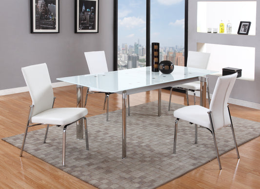 Contemporary Motion-Back Side Chair w/ Chrome Frame - 2 per box | Chintaly - MOLLY-SC-WHT