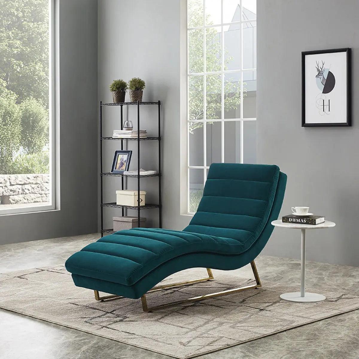 Divani Casa Auburn Modern Green Velvet Lounge Chaise Vgmb-1820-Grn
