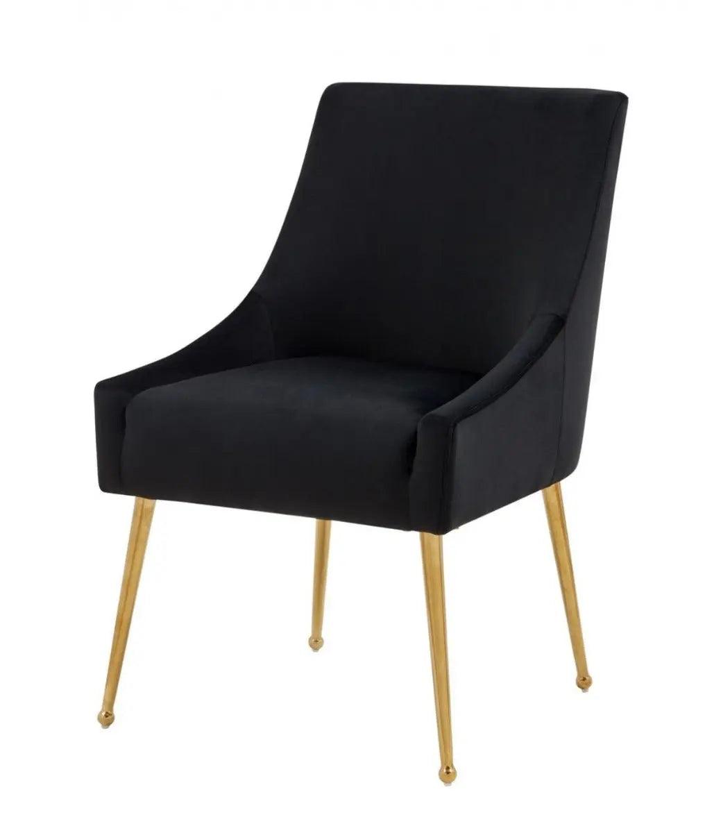Modrest Castana Modern Black Velvet & Gold Dining Chair (Set Of 2) Vgrhrhs-Dc-101-Blk