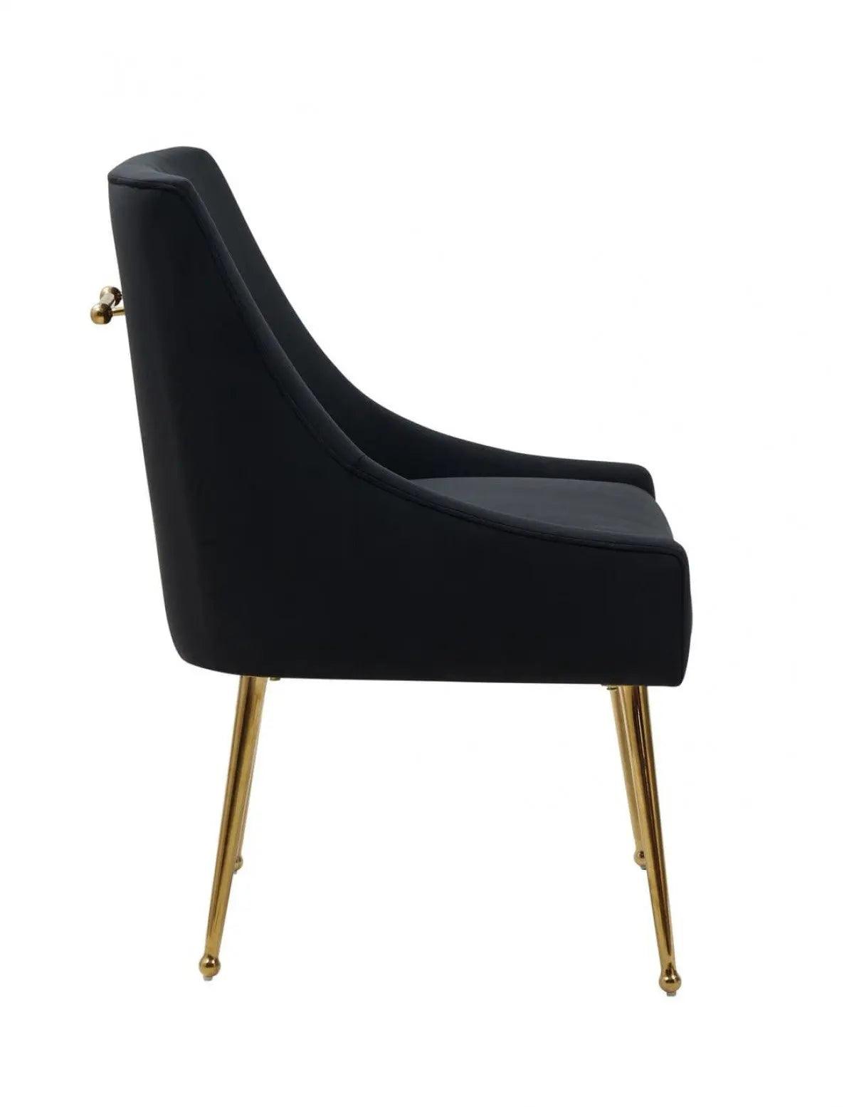 Modrest Castana Modern Black Velvet & Gold Dining Chair (Set Of 2) Vgrhrhs-Dc-101-Blk