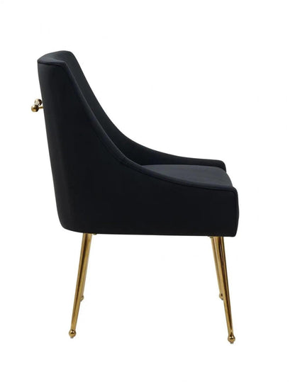Modrest Castana Modern Black Velvet & Gold Dining Chair (Set Of 2) Vgrhrhs-Dc-101-Blk