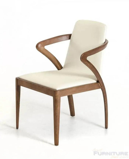 Modrest Falcon Modern Walnut And Cream Dining Chair Vgcsch-13068