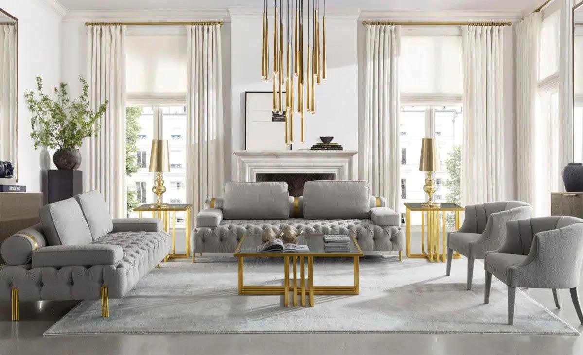 Modrest Kodiak Glam Clear Glass And Gold Glass Coffee Table Vgodlz-210Rc