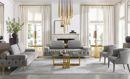 Modrest Kodiak Glam Clear Glass And Gold Glass Coffee Table Vgodlz-210Rc