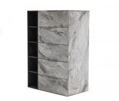 Nova Domus Maranello Modern Grey Wash & Faux Marble Chest Vgmamqt-S25-Br-121-Gry-Chest