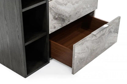 Nova Domus Maranello Modern Grey Wash & Faux Marble Chest Vgmamqt-S25-Br-121-Gry-Chest