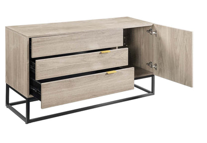 Walden Console Cabinet AC00791 Rustic Oak & Black Finish | Acme