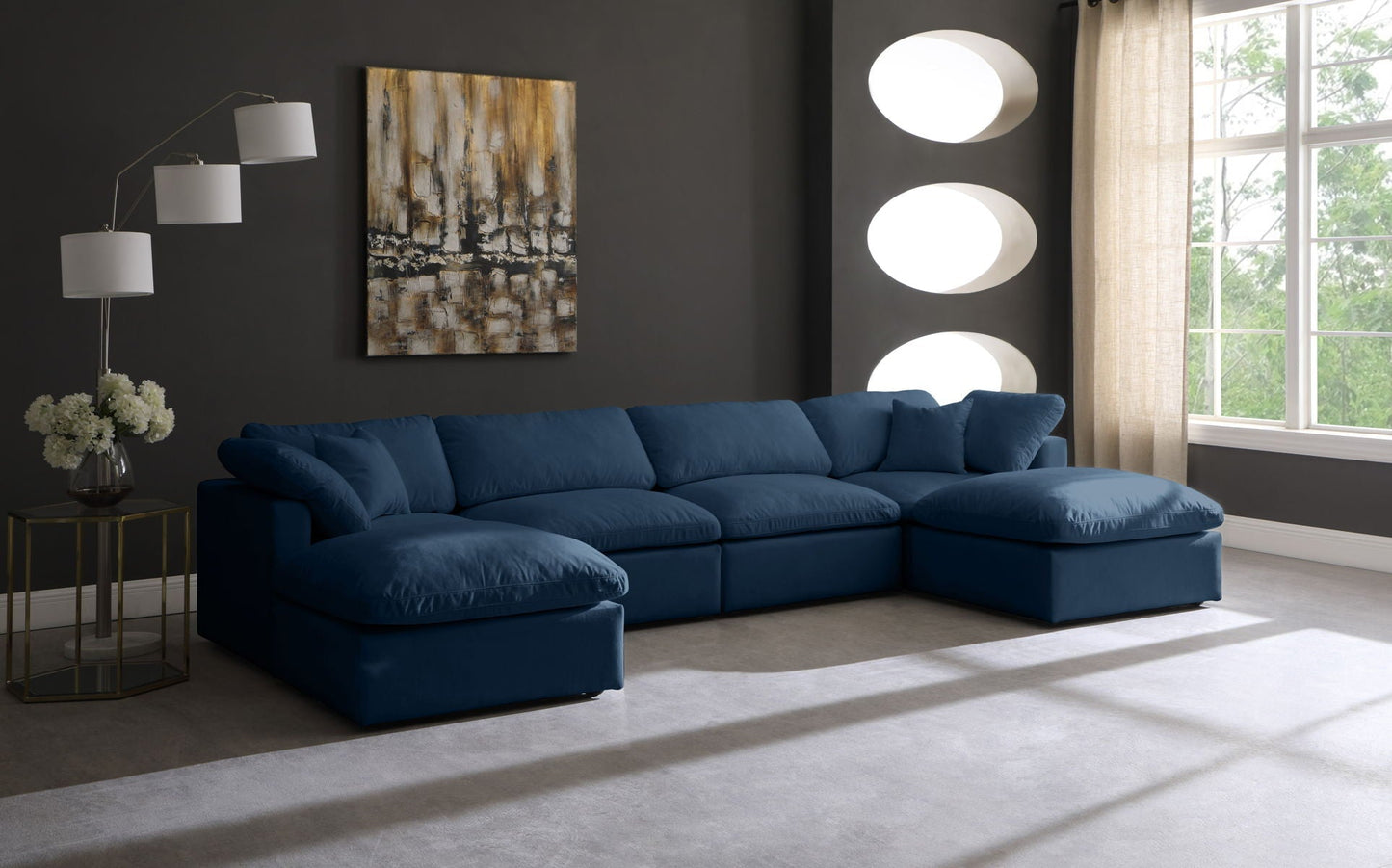 Plush - Cloud Modular Sectional Standart 6 Piece - Navy - Fabric - Modern & Contemporary