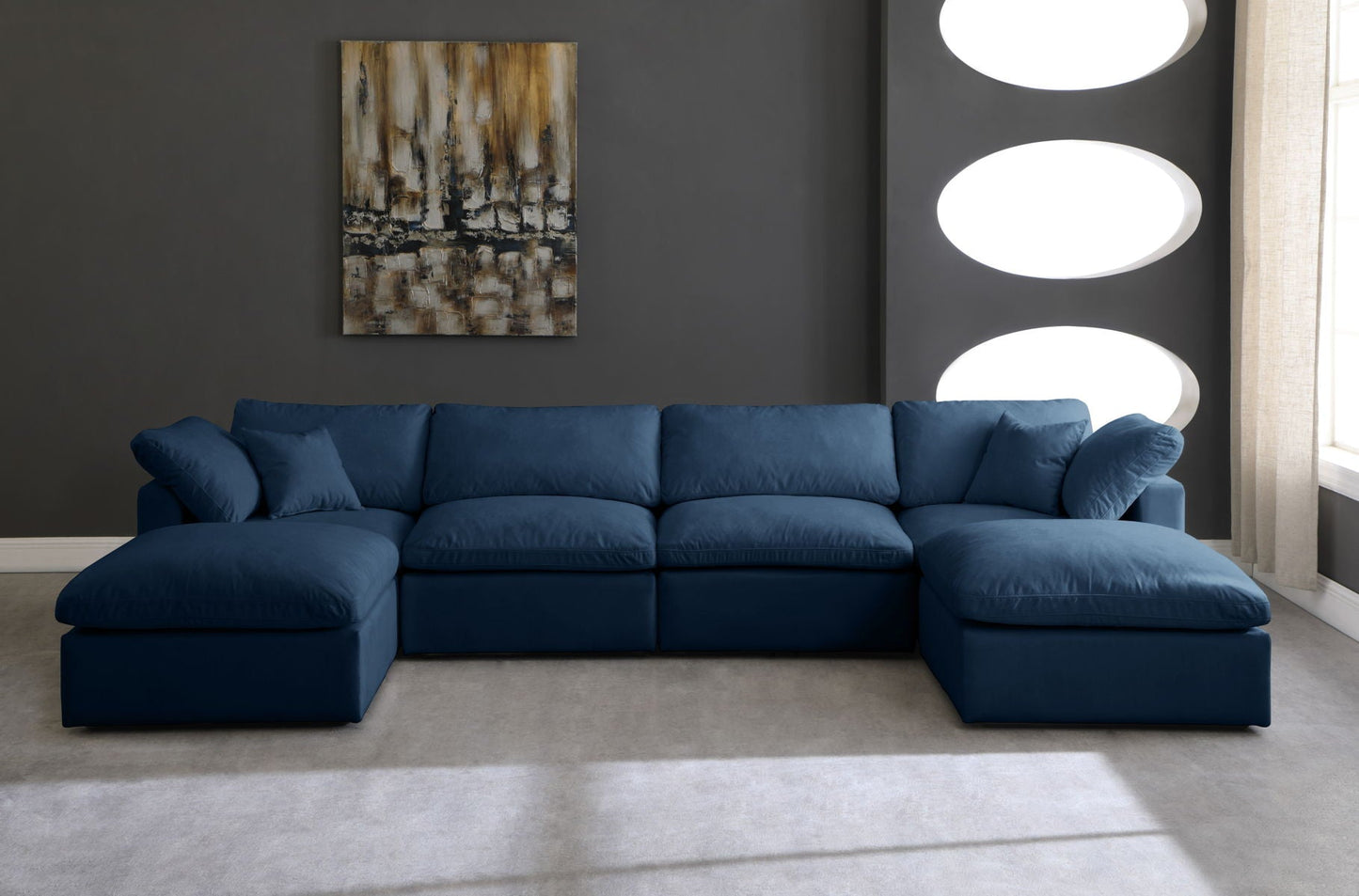 Plush - Cloud Modular Sectional Standart 6 Piece - Navy - Fabric - Modern & Contemporary