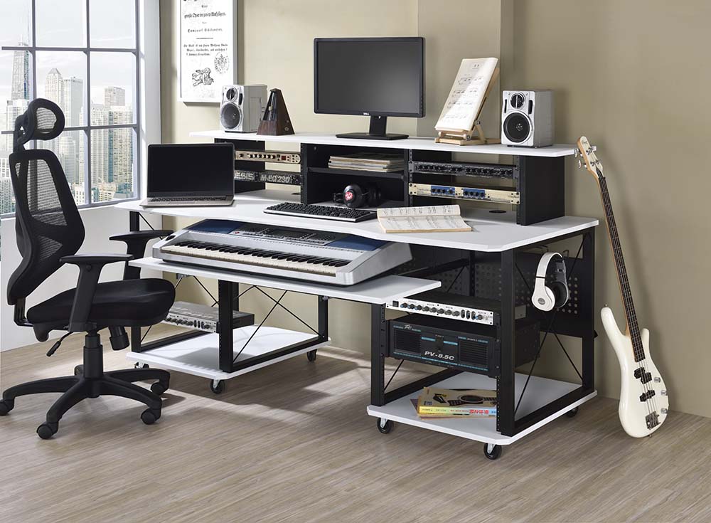 Megara Music Desk OF00995 White & Black Finish | Acme