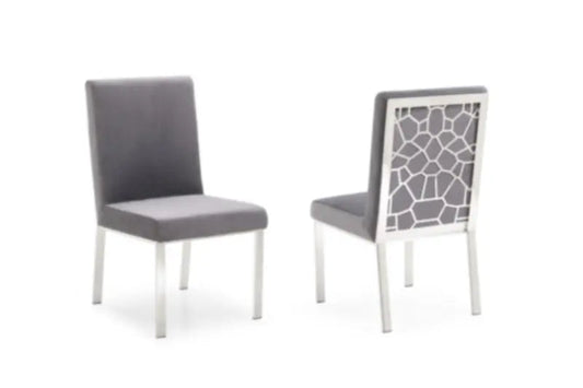 Modrest Reba Modern Grey Velvet & Stainless Steel Dining Chair (Set Of 2) Vgvcb0258-Grystl