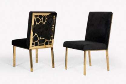Modrest Reba Modern Black Velvet & Gold Dining Chair (Set Of 2) Vgvcb0258G-Blk